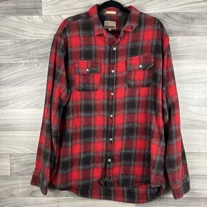Free Nature Shirt Womens XL Red Black Plaid‎ Flannel Button Up Pockets Cozy Fall